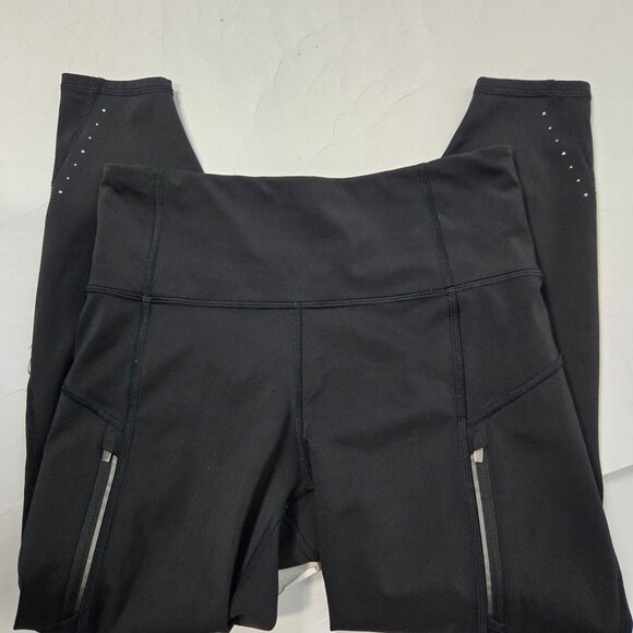 Athleta Size S Rainier Unbrushed 7/8 Tight Black Athletic Leggings Zip Pockets - Picture 8 of 9
